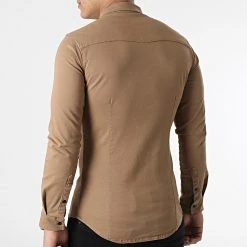 Acheter 🎉 Chemise Jean Manches Longues Slim Fit 2087 Camel de LBO 🎉 -France LBO Soldes Boutique lbo 285225 FAB SHALBO 2087 20220225T153420 04