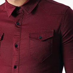 Grosses soldes ⌛ Chemise Jean Manches Longues Slim Fit 2089 Bordeaux de LBO ✨ -France LBO Soldes Boutique lbo 285227 FAB SHALBO 2089 20220304T163443 02