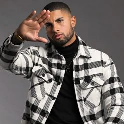 Promo 🤩 Surchemise A Carreaux 2155 Noir Blanc de LBO 🤩 -France LBO Soldes Boutique lbo 290287 FAB SHALBO 2155 20211215T150535 05