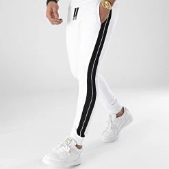 Grosses soldes 🎁 Pantalon Jogging A Bandes 2047 Blanc de LBO ❤️