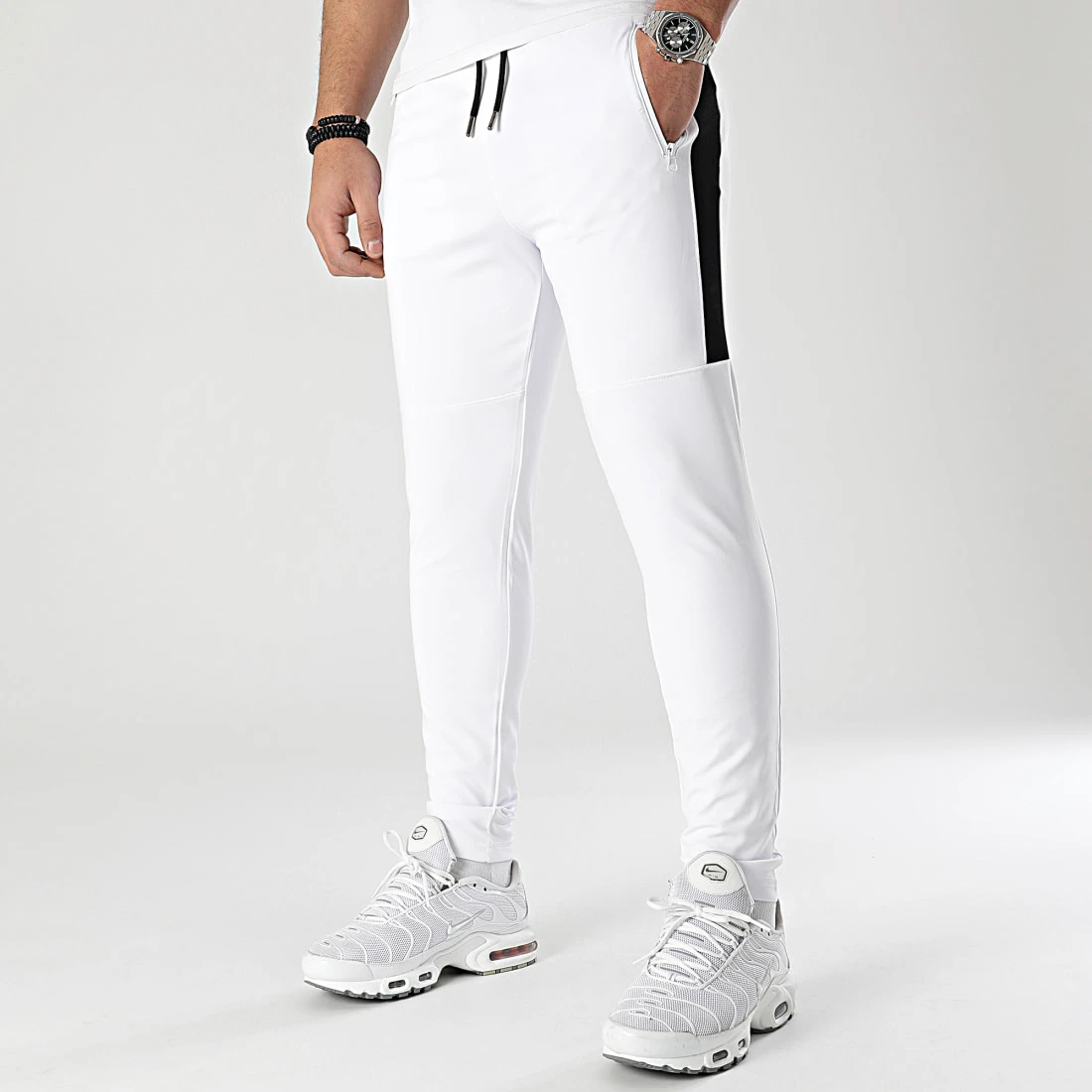 Meilleure vente 😍 Pantalon Jogging Training Bande Mesh 0035 Blanc Noir de LBO 🛒 5 Meilleure vente 😍 Pantalon Jogging Training Bande Mesh 0035 Blanc Noir de LBO 🛒 – Image 3