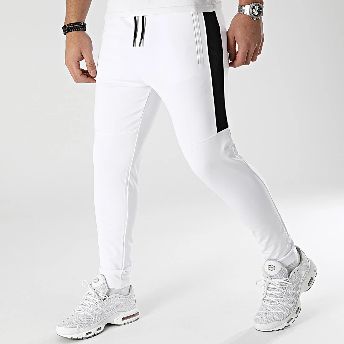 Meilleure vente 😍 Pantalon Jogging Training Bande Mesh 0035 Blanc Noir de LBO 🛒 7 Meilleure vente 😍 Pantalon Jogging Training Bande Mesh 0035 Blanc Noir de LBO 🛒 – Image 5