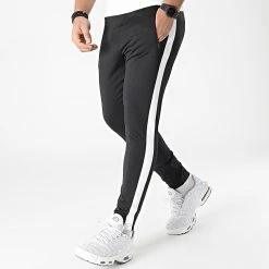 Nouveau 👏 Pantalon Jogging Training Bande 0036 Noir Blanc de LBO ❤️