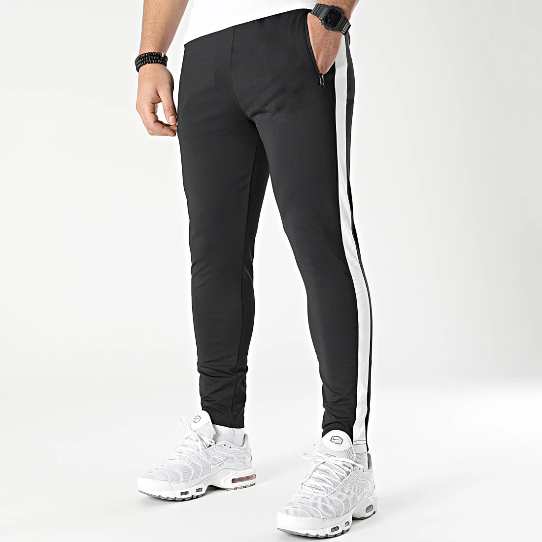 Nouveau 👏 Pantalon Jogging Training Bande 0036 Noir Blanc de LBO ❤️ 5 Nouveau 👏 Pantalon Jogging Training Bande 0036 Noir Blanc de LBO ❤️ – Image 3