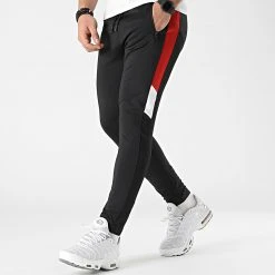 Acheter 🧨 Pantalon Jogging Training Bande Bicolore 0039 Noir Rouge de LBO 🔥