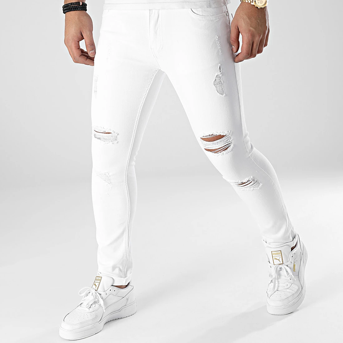 Meilleure vente 😀 Jean Slim Fit Avec Déchirures 2102 Denim Blanc de LBO 💯 3 Meilleure vente 😀 Jean Slim Fit Avec Déchirures 2102 Denim Blanc de LBO 💯