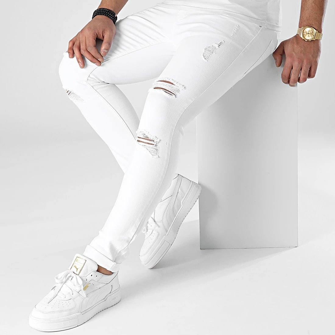 Meilleure vente 😀 Jean Slim Fit Avec Déchirures 2102 Denim Blanc de LBO 💯 6 Meilleure vente 😀 Jean Slim Fit Avec Déchirures 2102 Denim Blanc de LBO 💯 – Image 4