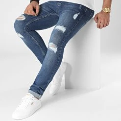 Grosses soldes 🔔 Jean Slim Fit Avec Déchirures 2104 Bleu Denim de LBO 🎉 -France LBO Soldes Boutique lbo 291568 FAB SHALBO 2104 20211229T140131 03
