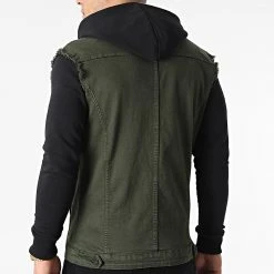 Remise ✨ Veste Jean A Capuche 2052 Noir Denim Vert Kaki de LBO 🧨 -France LBO Soldes Boutique lbo 292346 FAB SHALBO 2052 20211229T140224 04