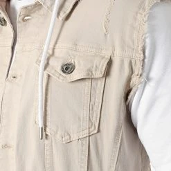 Bon marché ❤️ Veste Jean A Capuche 2055 Blanc Denim Beige de LBO ⭐ -France LBO Soldes Boutique lbo 292347 FAB SHALBO 2055 20220121T150826 02