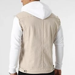 Bon marché ❤️ Veste Jean A Capuche 2055 Blanc Denim Beige de LBO ⭐ -France LBO Soldes Boutique lbo 292347 FAB SHALBO 2055 20220121T150829 04