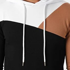 Top 10 ❤️ Sweat Capuche Tricolore 2224 Noir Blanc Camel de LBO 🔥 -France LBO Soldes Boutique lbo 292573 FAB SHALBO 2224 20220112T091741 02