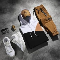 Top 10 ❤️ Sweat Capuche Tricolore 2224 Noir Blanc Camel de LBO 🔥 -France LBO Soldes Boutique lbo 292573 FAB SHALBO 2224 20220315T135149 05