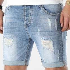 Budget 👏 Short Jean Avec Dechirures 0018 Bleu Clair de LBO 😍 -France LBO Soldes Boutique lbo 293673 FAB LBO 1070318 0018 20220318T152254 03