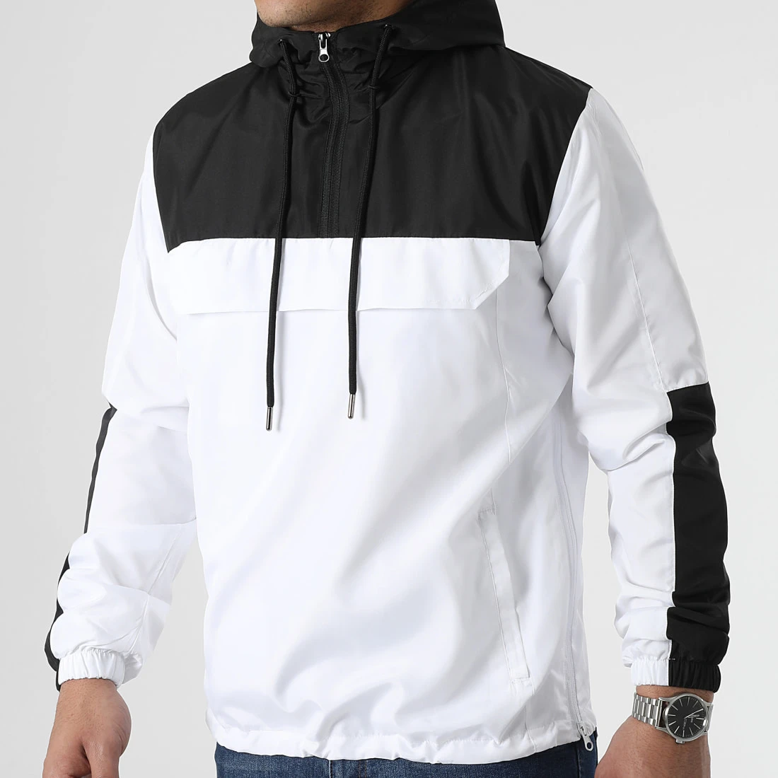 Meilleure affaire 😍 Coupe-Vent Col Zippé Tech 0072 Blanc Noir de LBO ⌛ 3 Meilleure affaire 😍 Coupe-Vent Col Zippé Tech 0072 Blanc Noir de LBO ⌛