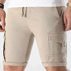 Nouveau 😀 Short Cargo Jogger 2313 Beige de LBO ❤️ -France LBO Soldes Boutique lbo 295640 FAB SHALBO 2313 20220316T154343 03