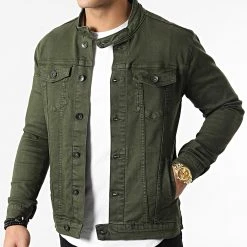 Vente flash 🧨 Veste Jean Biker 2096 Denim Vert Kaki de LBO 💯 -France LBO Soldes Boutique lbo 295749 FAB SHALBO 2096 20220204T074805 03
