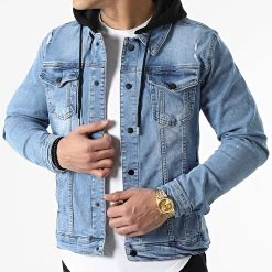 Offres ❤️ Veste Jean A Capuche 2129 Bleu Denim Noir de LBO 🌟 -France LBO Soldes Boutique lbo 295923 FAB SHALBO 2129 20220225T153000 03