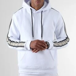 Meilleur prix 🔥 Sweat Capuche Avec Bande 2124 Blanc de LBO ✔️ -France LBO Soldes Boutique lbo 296890 FAB SHALBO 2124 20220919T153656 03