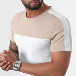 Nouveau 🛒 Tee ⌛ Shirt Bicolore 2153 Blanc Beige de LBO ✨ -France LBO Soldes Boutique lbo 297209 FAB SHALBO 2153 20220218T142527 02