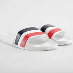 Coupon 🤩 Claquettes Tricolore Bleu Blanc Rouge 2291 Blanc de LBO 🥰