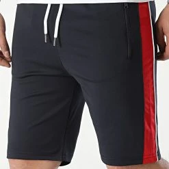 Acheter 💯 Short Jogging Training Tricolore 0157 Bleu Marine de LBO ❤️