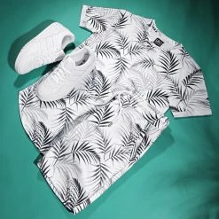 De gros 👏 Tee Shirt Oversize Imprimé Avec Revers 2144 Tropical Blanc de LBO ❤️ -France LBO Soldes Boutique lbo 300180 FAB SHALBO 2144 20220420T103036 05