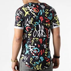 Grosses soldes 🤩 Tee Shirt Oversize Imprimé Avec Revers 2170 Graffiti Noir de LBO ✔️ -France LBO Soldes Boutique lbo 300181 FAB SHALBO 2170 20220325T121328 03