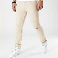 Meilleur prix ✔️ Jean Slim Fit Destroy 2229 Denim Beige de LBO 😀