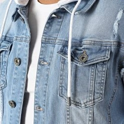 De gros ⌛ Veste Jean A Capuche 2258 Bleu Denim Blanc de LBO ✔️ -France LBO Soldes Boutique lbo 301203 FAB SHALBO 2258 20220411T154634 02