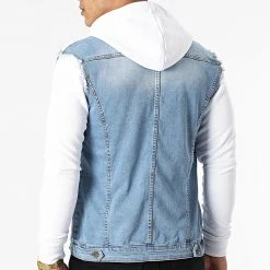 De gros ⌛ Veste Jean A Capuche 2258 Bleu Denim Blanc de LBO ✔️ -France LBO Soldes Boutique lbo 301203 FAB SHALBO 2258 20220411T154637 04
