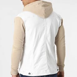 Meilleur prix 😍 Veste Jean A Capuche 2260 Beige Denim Blanc de LBO 😀 -France LBO Soldes Boutique lbo 301210 FAB SHALBO 2260 20220411T154518 04