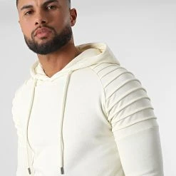 Meilleure vente ❤️ Sweat Capuche Oversize 2358B Blanc Crème de LBO 💯 -France LBO Soldes Boutique lbo 303122 FAB SHALBO 2358B 20220419T145143 02