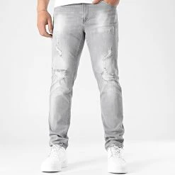 Grosses soldes ❤️ Jean Regular Fit Avec Destroy 2363 Denim Gris Clair de LBO ✔️