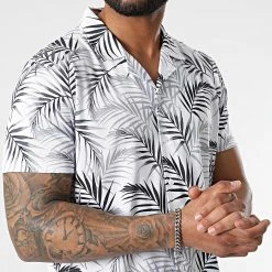 Remise ✔️ Chemise Manches Courtes Imprimé Tropical 2357 Blanc de LBO ⭐ -France LBO Soldes Boutique lbo 304396 FAB SHALBO 2357 20220316T153624 02