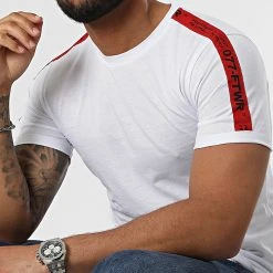 Grosses soldes ❤️ Tee 🔥 Shirt Oversize A Bandes 2330 Blanc de LBO ✨