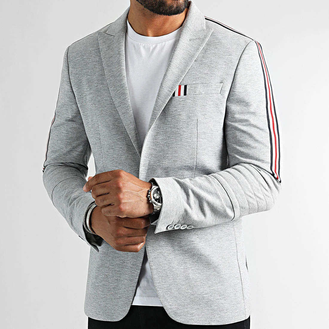 Acheter 💯 Veste Blazer A Bandes 0117 Gris Chiné de LBO 🎉 3 Acheter 💯 Veste Blazer A Bandes 0117 Gris Chiné de LBO 🎉