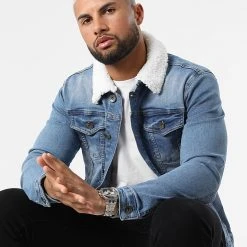 Tout neuf 😍 Veste Jean Col Fourrure 1884 Bleu Denim de LBO 🧨 -France LBO Soldes Boutique lbo 310469 FAB SHALBO 1884 20220503T153452 02