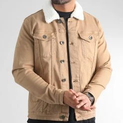 Meilleure affaire 💯 Veste Jean Col Fourrure 1887 Denim Camel de LBO ✨ -France LBO Soldes Boutique lbo 310470 SHALBO 1887 20221116T102954 03