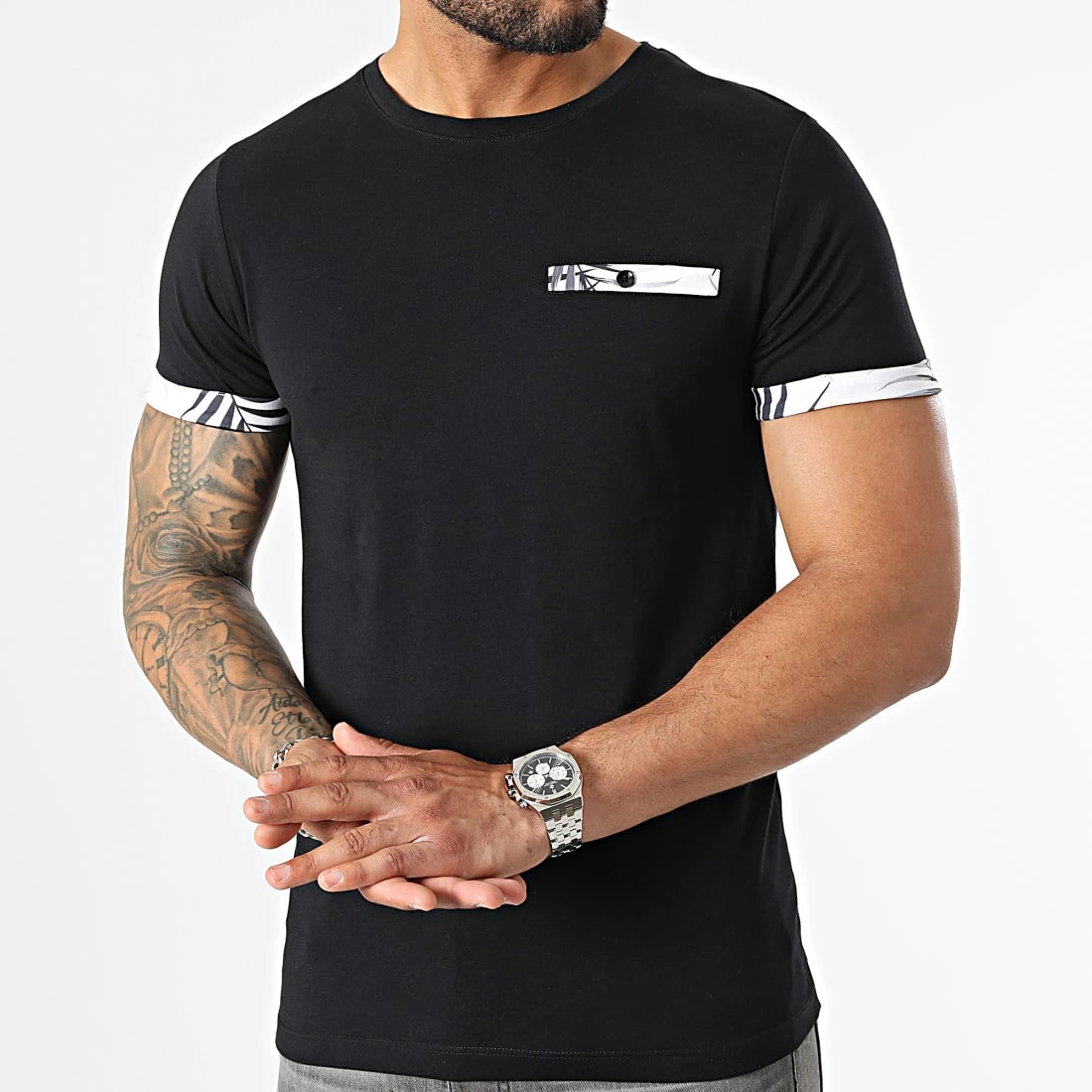 Le moins cher ✨ Tee 🌟 Shirt Poche Détails Imprimé Tropical 2336 Noir de LBO ⌛ 3 Le moins cher ✨ Tee 🌟 Shirt Poche Détails Imprimé Tropical 2336 Noir de LBO ⌛