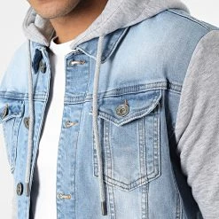 Vente flash 🎁 Veste Jean A Capuche 2416 Bleu Denim Gris de LBO ✨ -France LBO Soldes Boutique lbo 311841 FAB SHALBO 2416 20220421T135555 02