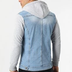 Vente flash 🎁 Veste Jean A Capuche 2416 Bleu Denim Gris de LBO ✨ -France LBO Soldes Boutique lbo 311841 FAB SHALBO 2416 20220421T135558 04