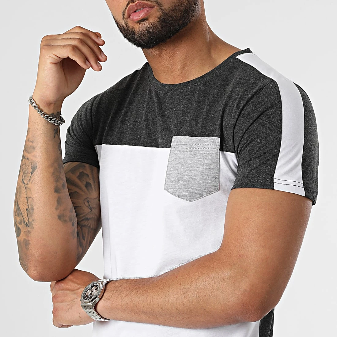 Sortie ⌛ Tee 🥰 Shirt Poche 2418 Gris Anthracite Blanc de LBO ⌛ 4 Sortie ⌛ Tee 🥰 Shirt Poche 2418 Gris Anthracite Blanc de LBO ⌛ – Image 2