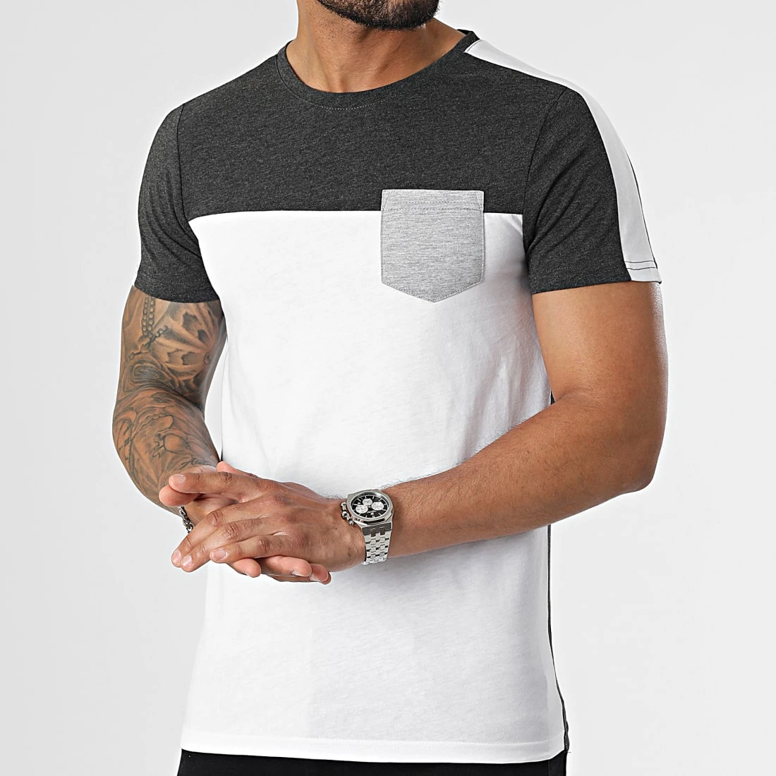 Sortie ⌛ Tee 🥰 Shirt Poche 2418 Gris Anthracite Blanc de LBO ⌛ 3 Sortie ⌛ Tee 🥰 Shirt Poche 2418 Gris Anthracite Blanc de LBO ⌛