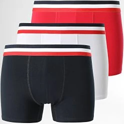 Coupon 🎉 Lot De 3 Boxers 2443 Blanc Rouge Bleu Marine de LBO ⌛