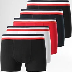 Budget ✔️ Lot De 5 Boxers 2448 Noir Blanc Rouge Bleu Marine de LBO ❤️