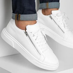 Le moins cher 😍 Baskets Avec Zip 2459 Blanc de LBO ✨