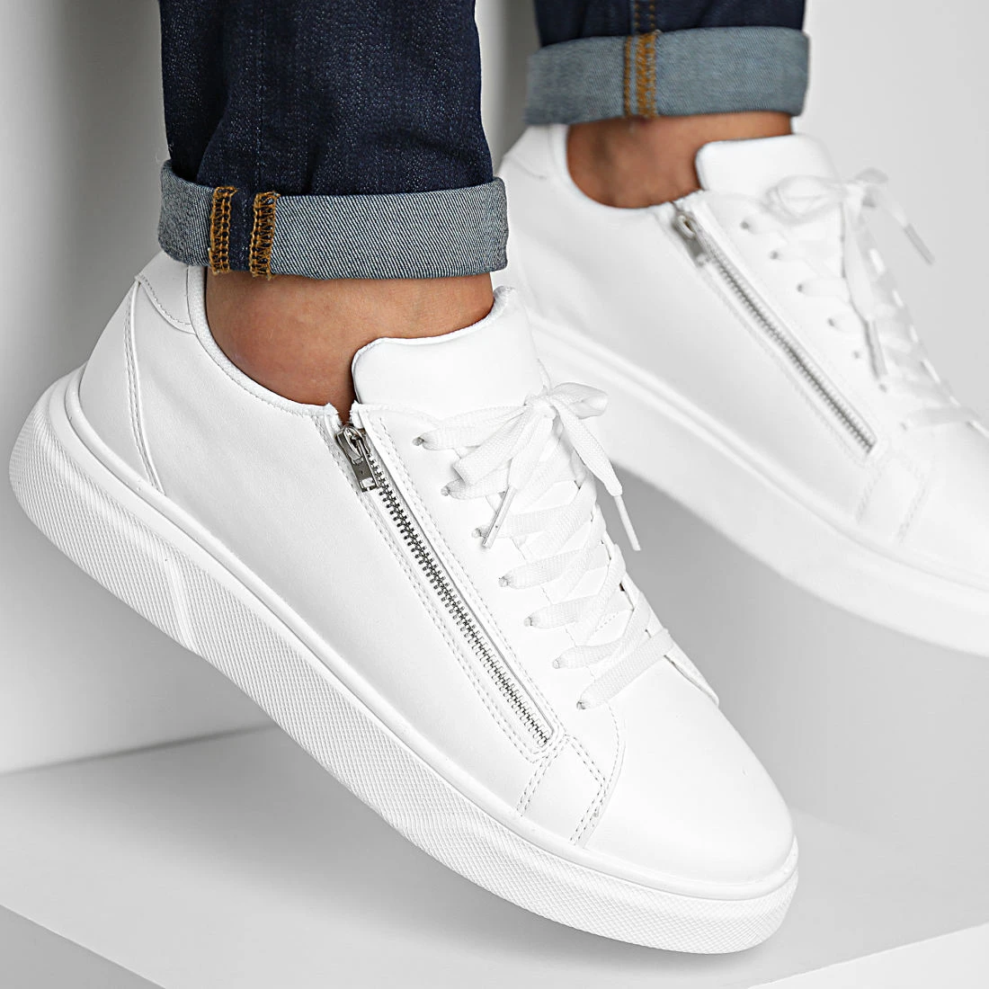 Le moins cher 😍 Baskets Avec Zip 2459 Blanc de LBO ✨ 3 Le moins cher 😍 Baskets Avec Zip 2459 Blanc de LBO ✨