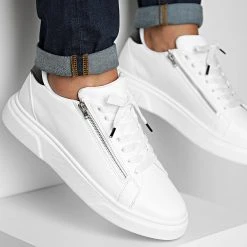 Bon marché 😀 Baskets Avec Zip Et Details Noir 2461 Blanc de LBO ✔️