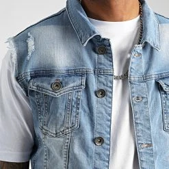 Sortie ❤️ Veste Jean Sans Manche 2460 Bleu Denim de LBO 😀 -France LBO Soldes Boutique lbo 316445 FAB SHALBO 2460 20220711T152731 02